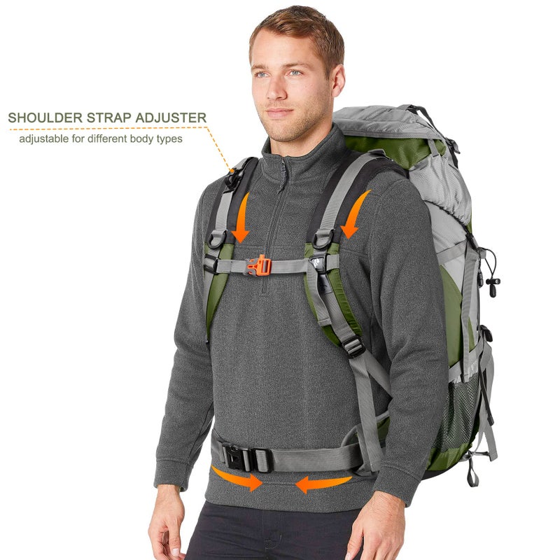 Loowoko 50L Hiking Backpack, Waterproof Camping Essentials Bag with Rain Cover, 45+5 Liter Lightweight Backpacking Back Pack - Image 4